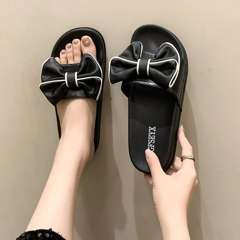 

2023 Hot Sale Shoes for Women Basic Women's Slippers Fashion Concise Casual Slippers Women Bow Tie Sponge Bottom Shoes Female