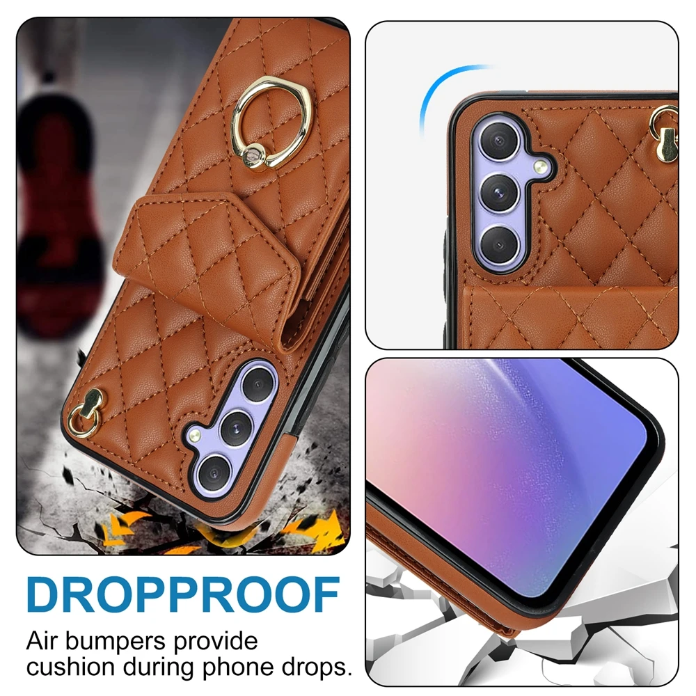 Stylish Leather Crossbody Phone Case with Lanyard