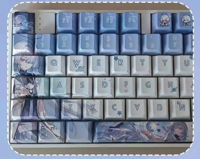 Game Wuthering Waves Mornye PBT 128 Tastenkappen Cosplay-Requisiten Mechanische Tastenkappen mit seitlicher Gravur Gaming-Tischzubehör – Detail 4