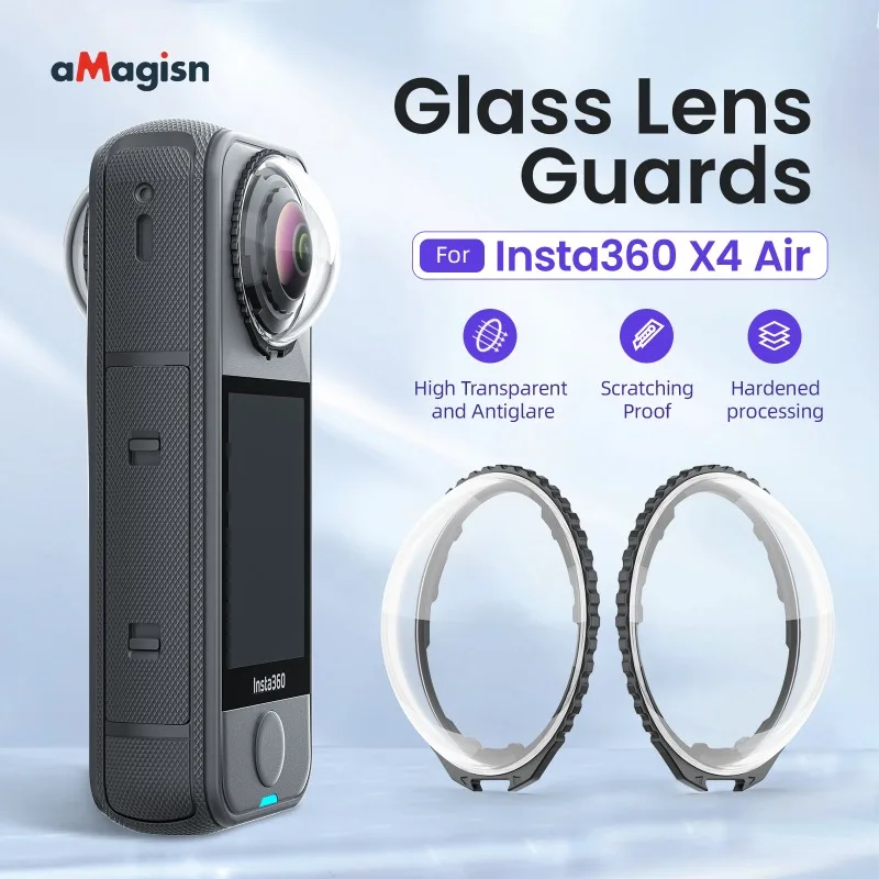 aMagisn Lens Protector Cap for Insta360 X4 Air Premium Lens Cover Scratch-Resistant  Optical Tempered Glass Panoramic Accessory