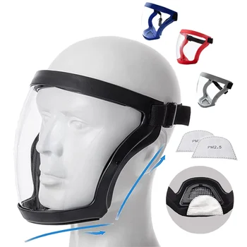 Maschera protettiva per protezione integrale Testa trasparente Occhi Copertura di sicurezza Occhiali Visiere per schermo Occhiali antiappannamento antipolvere antivento