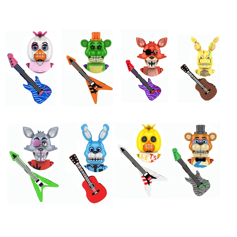 Mini Action Figures Bricks Fnaf Games Figure Chica Bonnie Foxy Freddy Bear Nightmare Skeleton Thriller Assembly Toys Boy Gifts