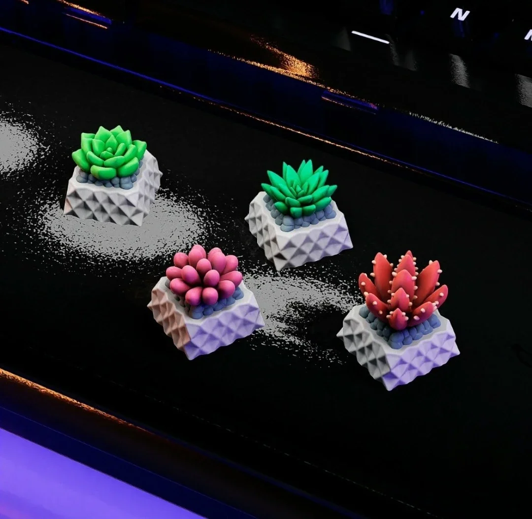 

MiFuny Handcrafted Resin Succulent Plant Keycap Original Designs in Many Styles Cute Keycaps for Mechanical Keyboard Accessories