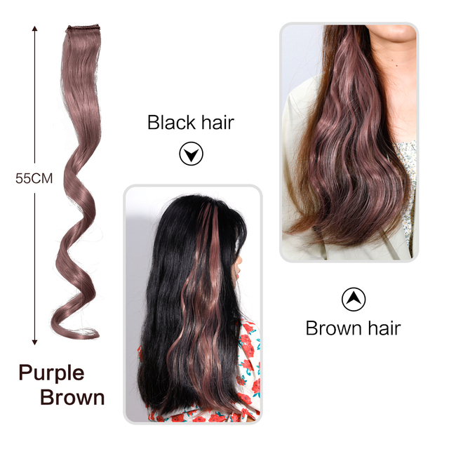 New Long Wavy Wig For Color Wigs Long Hair Highlighting Gradient Invisible Seamless Natural One-piece Hair Hanging Ears