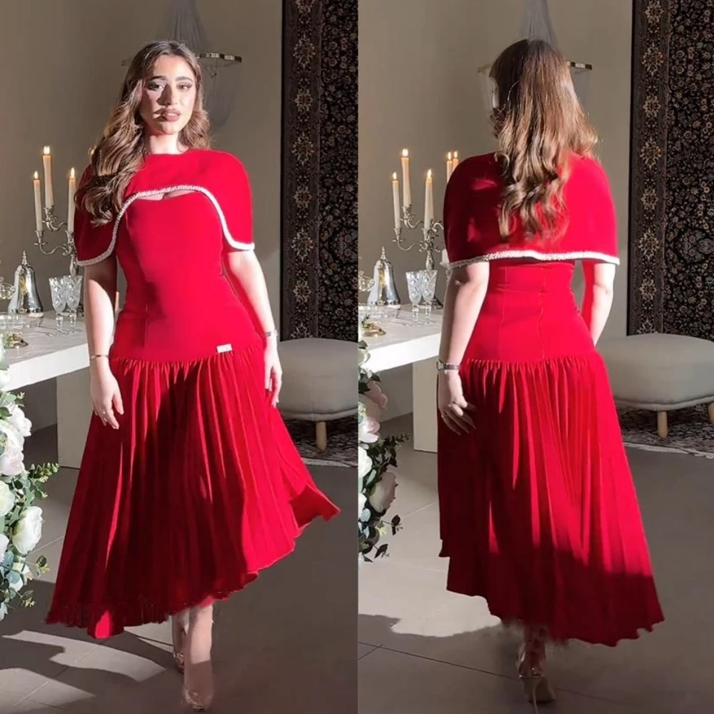 Prom Dress Saudi Arabia Simple Modern Style Formal Evening O-Neck A-line Draped Ankle-Length Satin Bespoke Occasion Dresses prom dress saudi arabia simple modern style formal evening v neck a line pleat floor length satin bespoke occasion dresses