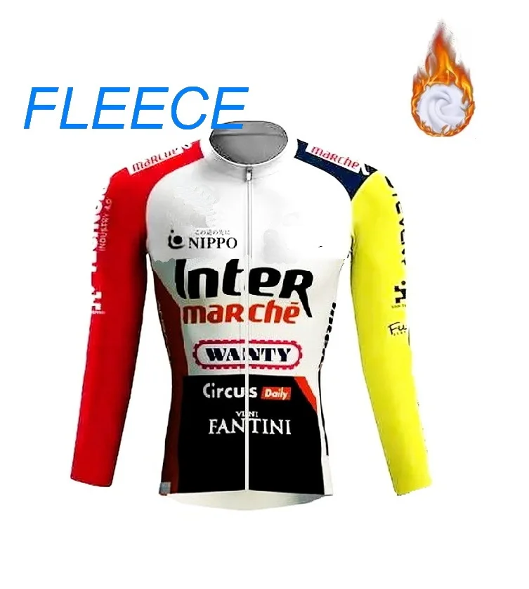 WINTER FLEECE THERMAL INTERMARCH&Eacute;-WANTY TEAM Cycling Jersey Long Sleeve Bicycle Clothing With Bib PANTS Ropa Ciclismo