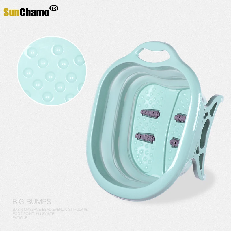 Foldable Footbath Plain Foaming Massage Bucket Plastic Foot Bath Basin Large Heightening Fording Barrel Reduce Pressure Spa