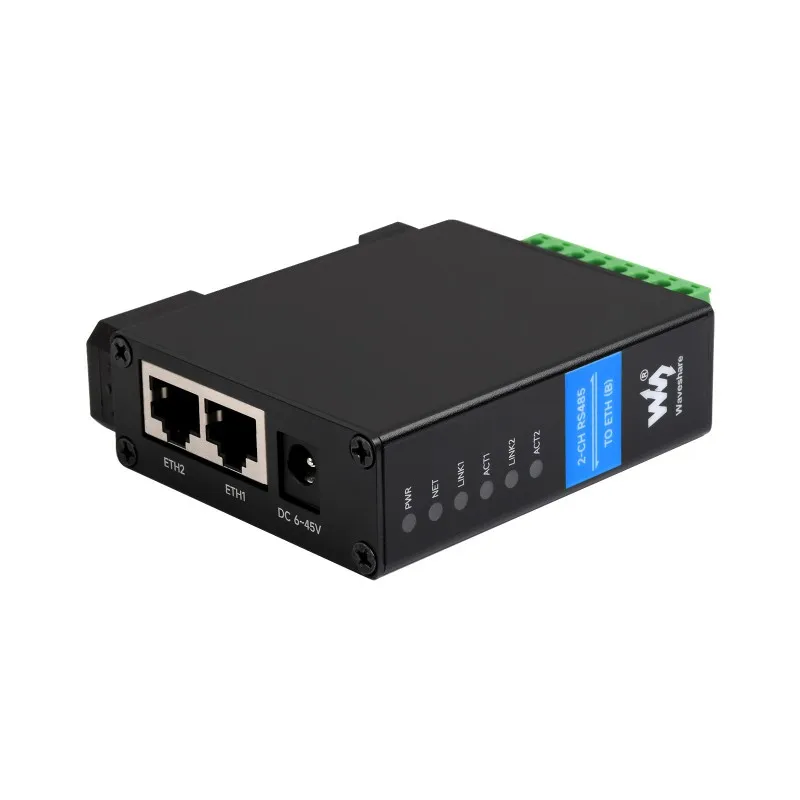 Din Rail 2CH ports RS485 to RJ45 Ethernet Serial Server modbus gateway PoE optional Dual Channels Operation Dual Ethernet