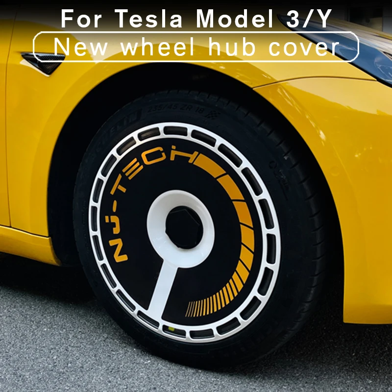 

New Peculiar Hub Cap For Tesla Model 3/Y 18inch 19inch 4PCS/Set Full Cover Protecting Hub 2018-2021 2022 Car Accessories