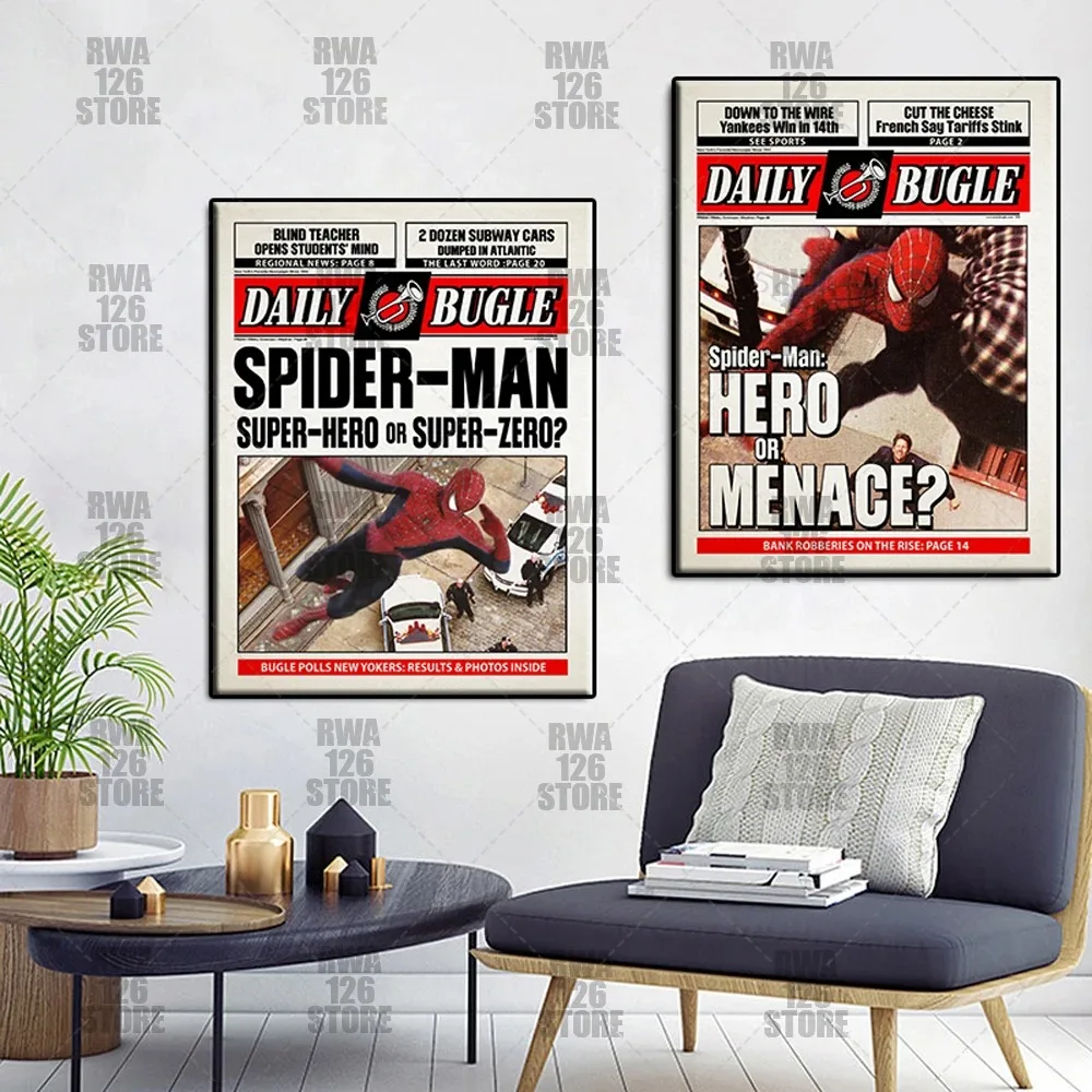 Disney Spiderman Movie Poster Painting No Way Home Daily Newspaper Canvas Wall Art
