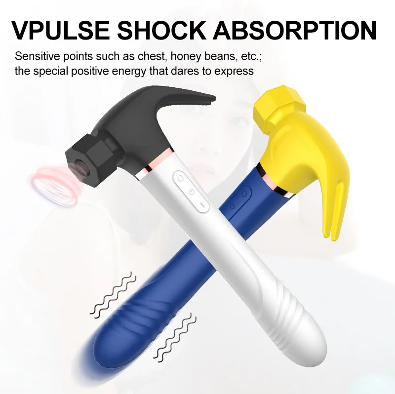Multifunctional Hammer Vibrator Clit Sucking Telescopic Dildo_voghion.com