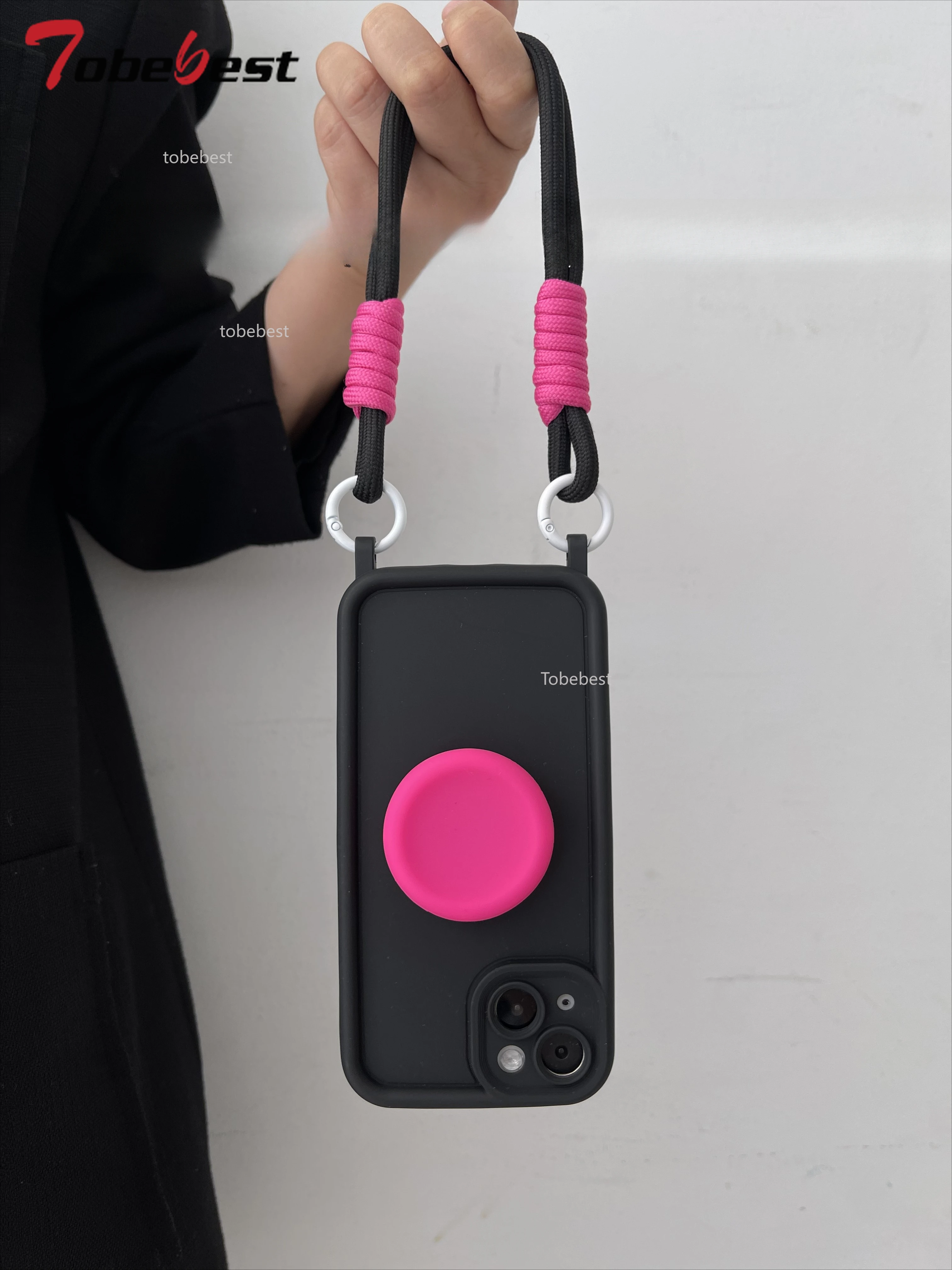 Candy Color Crossbody Phone Holder Case with Lanyard and Wrist Strap Cover