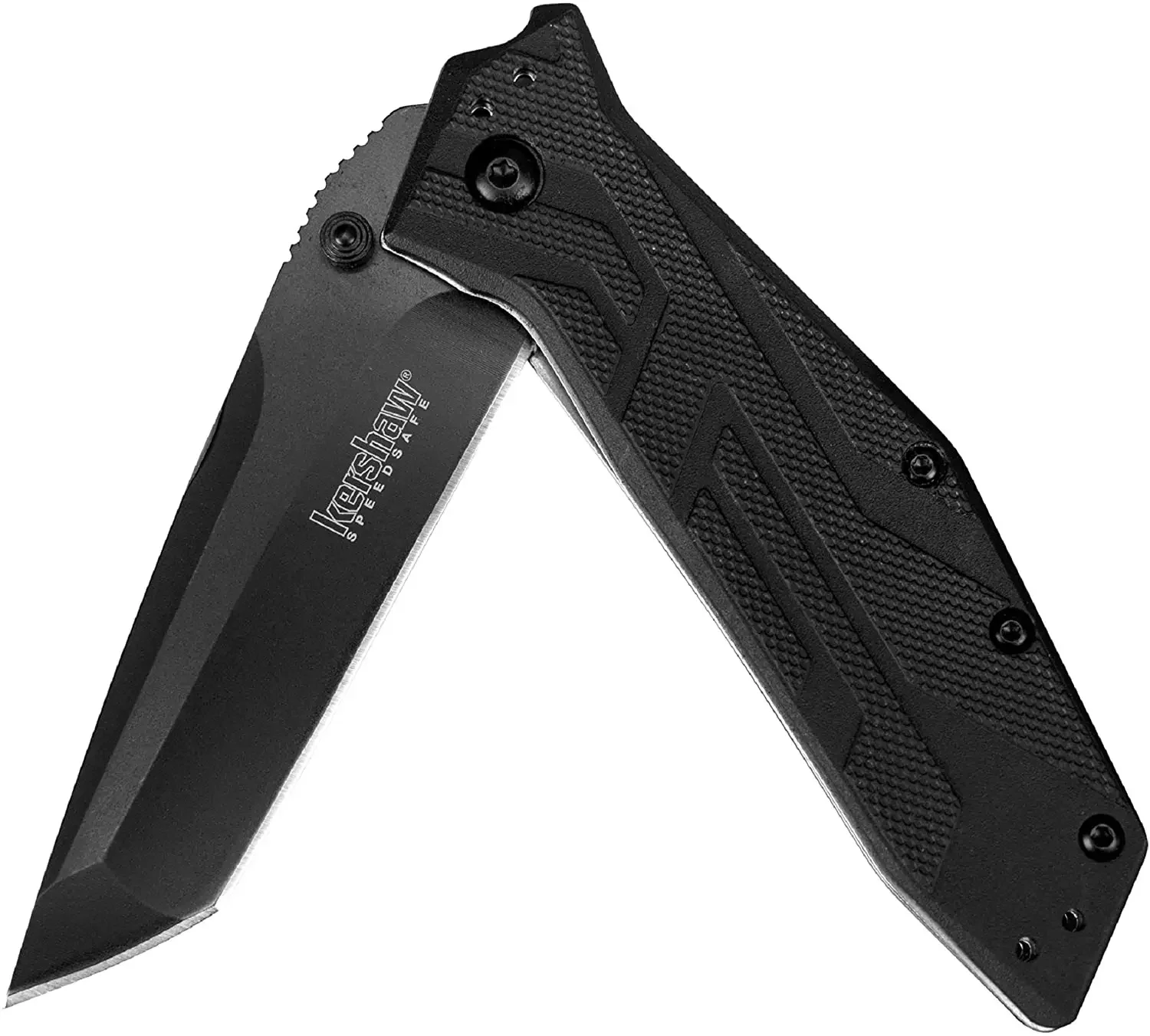 

Kershaw 1990 Folding Pocket Knife Black Oxide Finished 8Cr13MoV Blade Glass-Filled Nylon Handle Everyday Carry Knives Multitool