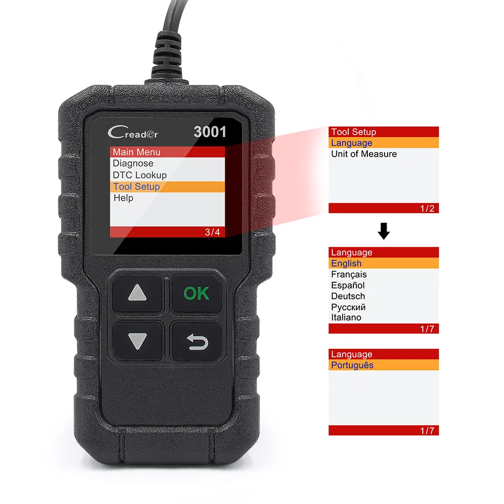Launch X431 CR3001 Support Full OBDII/EOBD Function Creader 3001 Diagnostic Tool Multilingual Code Reader Scanner PK CR319 OM123