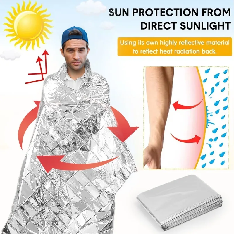 Emergency Blanket Outdoor Survive First Aid Military Rescue Kit Windproof Waterproof Foil Thermal Blanket Camping Travel