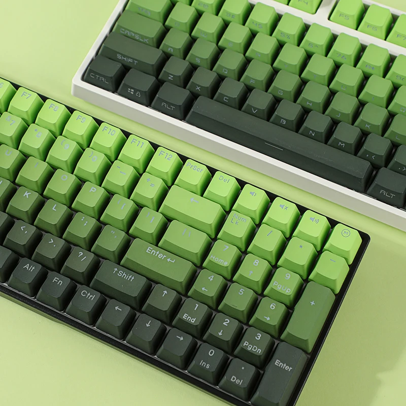 Matcha Gradiente Keycaps Backlit Verde Keycap Transparente Perfil Oem Lado Pbt Tampa de Impressão Superior para Teclados do Interruptor mx Gk61 67 - Imagem 4