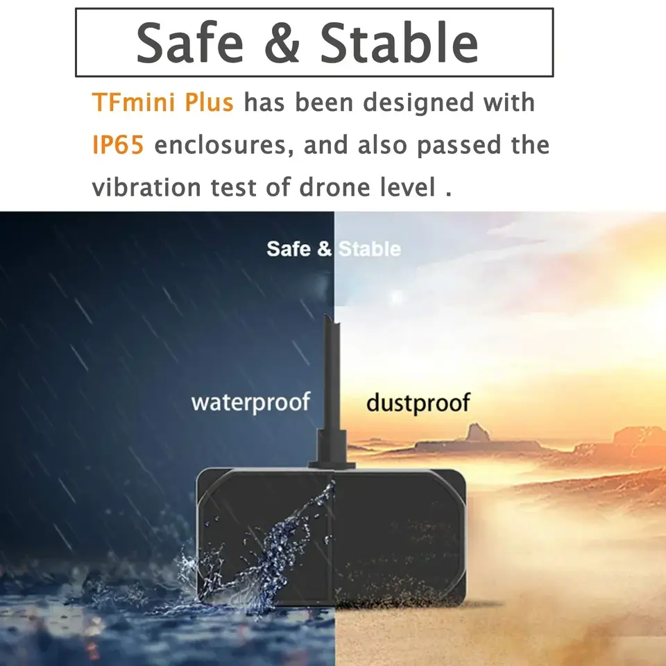 Benewake TFmini Plus LiDAR Module 0.1-12m IP65 Waterproof Micro Range Finder with UART/IIC Interface for Arduino Pixhawk image 3