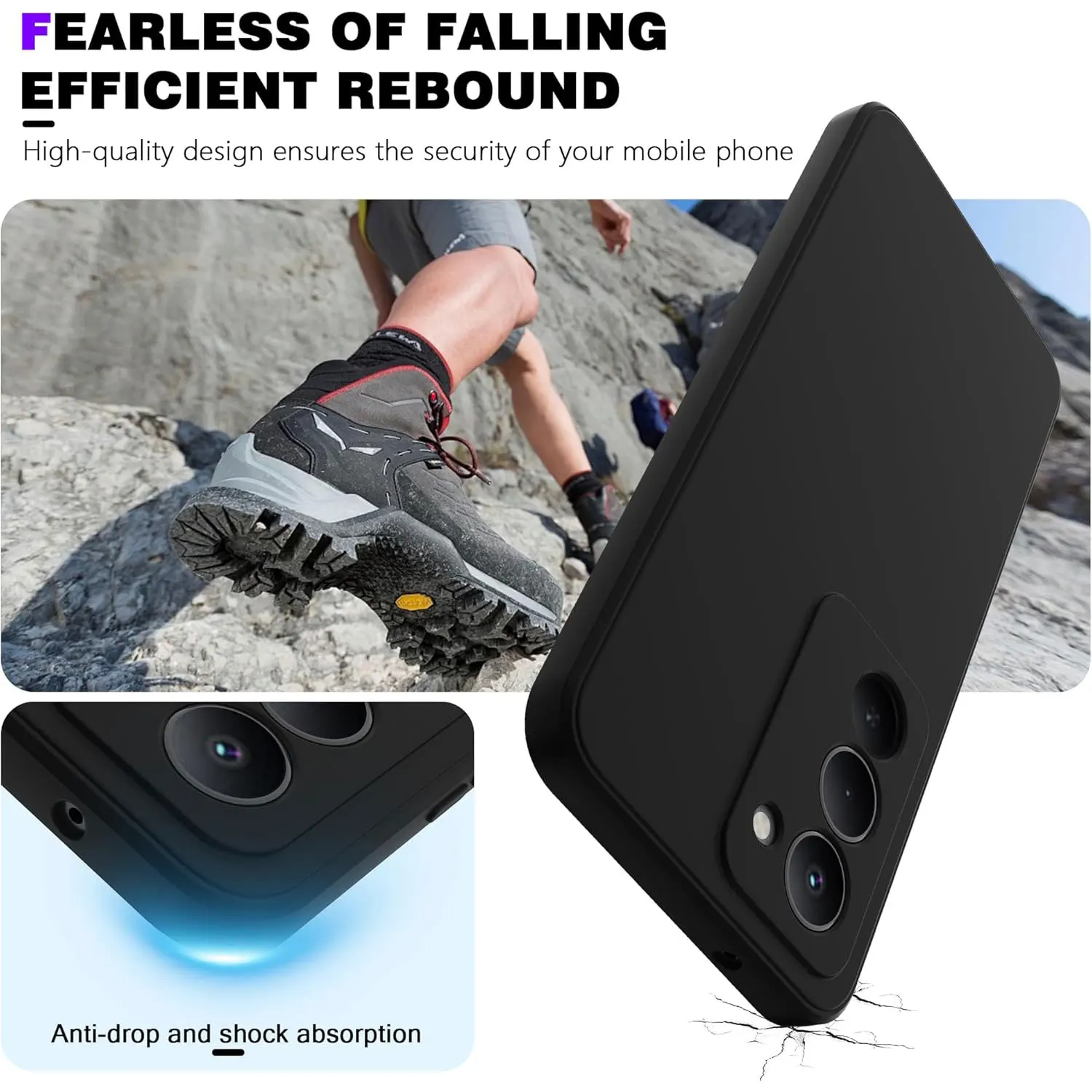 Premium Silicone Phone Case with Enhanced Camera Protection - Black