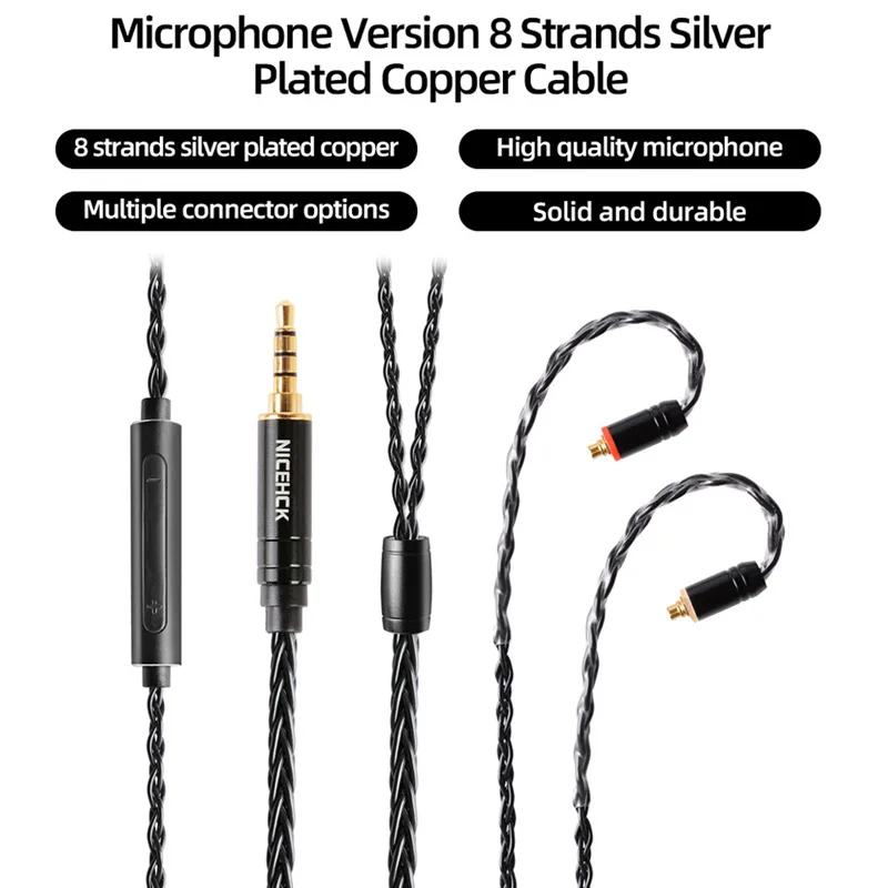 NICEHCK BlackWheat 8 Core Silver Plated Copper Microphone Cable