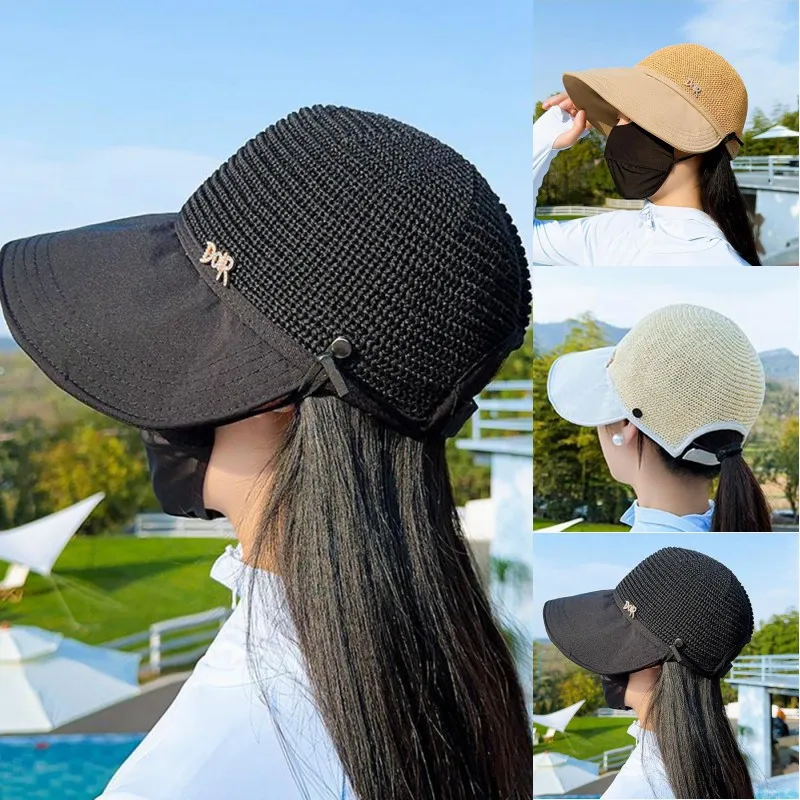 Cappello Pieghevole Da Donna In Rete Con Protezione UV E Foro Per Coda Di Cavallo~p152289283