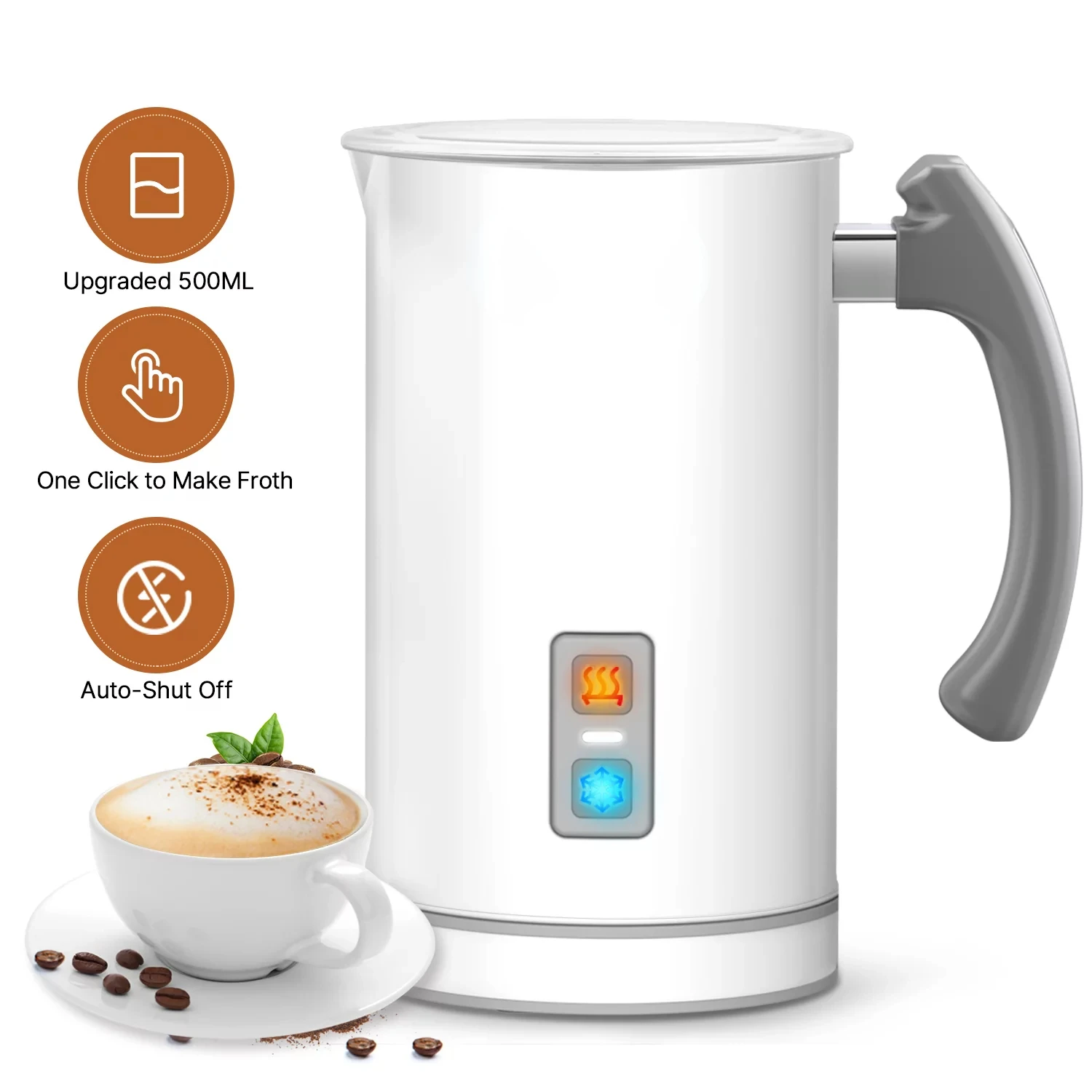 Milk Frother, Foam Maker-- , EU Adaptor Mute Dishwasher Safe Foamer for Hot  Cocoa