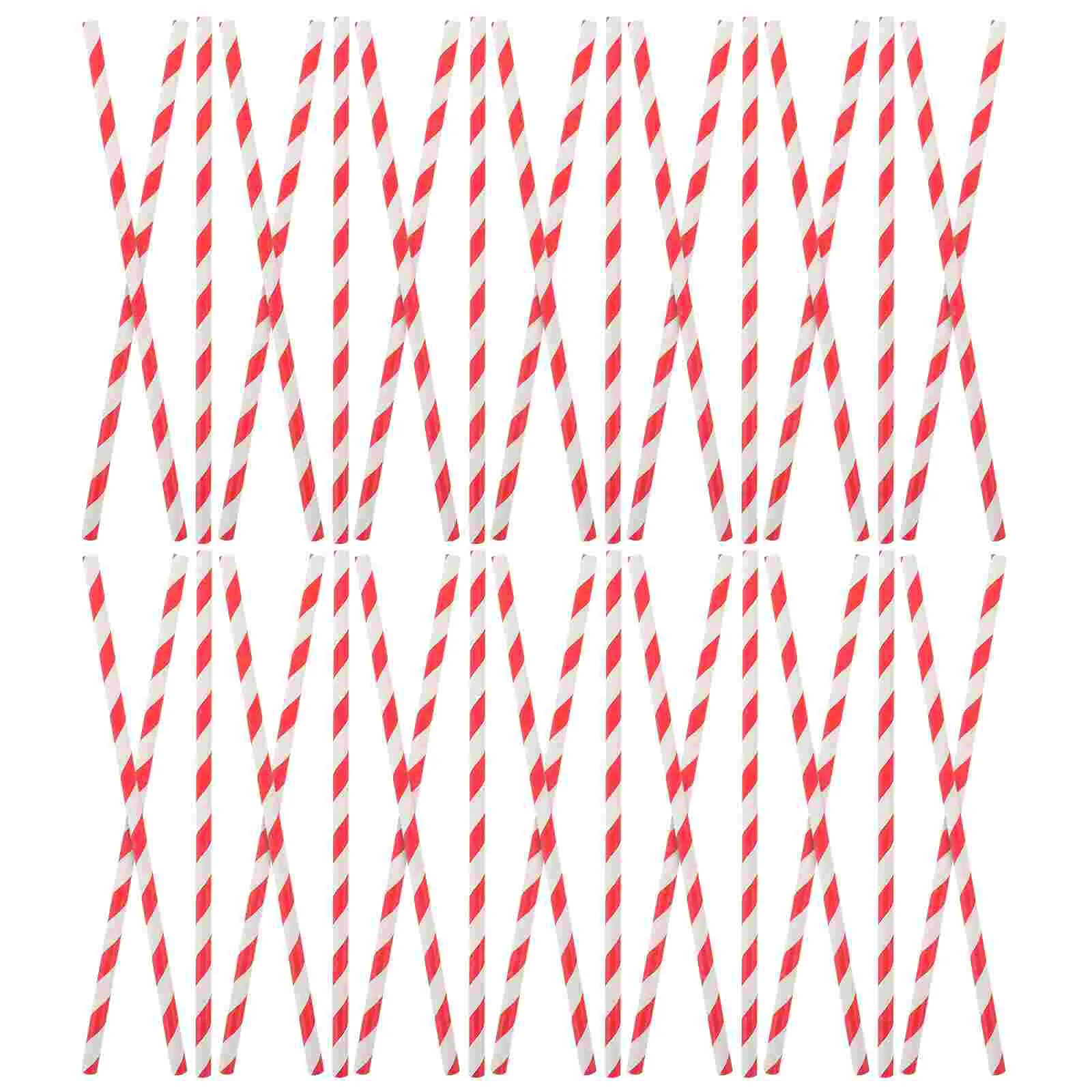 100 Pcs Straws Colored Paper Birthday Party Supplies Drinking Striped Orange Themed
