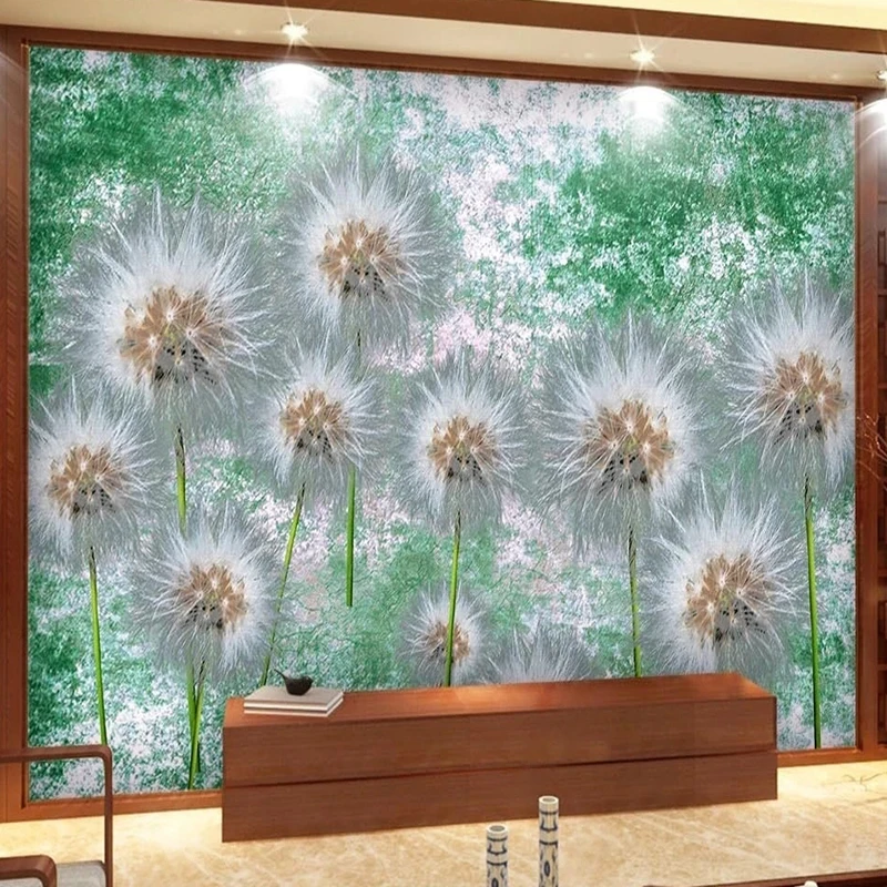 Custom 3D Vintage Abstract Blue Dandelion Wall Mural Wallpaper Living Room Home Decoration TV Backdrop Papel De Parede 3D Sala