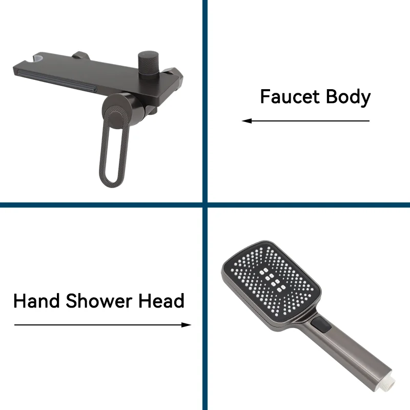 Bathtub Shower Faucet Single Handle Spout Mixer Tap With Hand Shower Wall Mount Platform Bath Mixer Water Faucet Wall Mounted 5