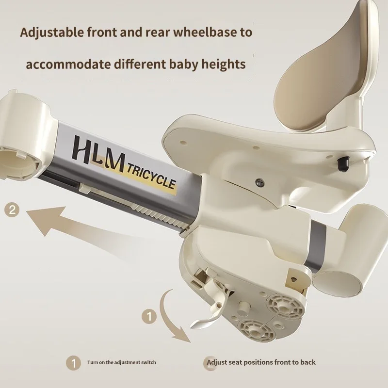 New 4 in 1 Baby Trike Kids Balance Bike Lightweight Bicycle Multifunctional Three Wheeled Adjustable Hand Push Tricycle