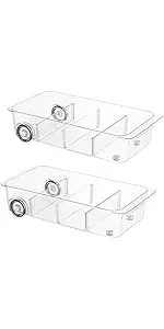 LXLXXL Fridge Organizer Bins With Wheels, 2 Pack Roll Out Refrigerator Organizers And Storage Ref...