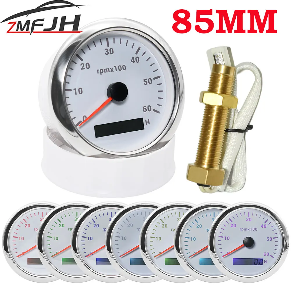 Universal-Tachometer-85mm-Car-Boat-Tacho-M16-M18-Sensor-Marine-with ...