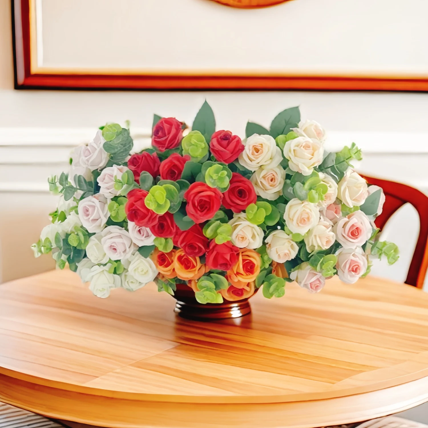 10 heads Artificial Roses Home&Wedding Valentine's Day Decoration Eucalyptus Rose Bundle Valentine's Family Gifts