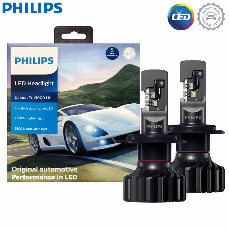 Philips Ultinon Pro9000 Gen2 LED H4 +350% Bright Car Headlight 5800K Cool  White with Lumileds LED Car Bulb 18W LUM11342U90X2, 2X - AliExpress