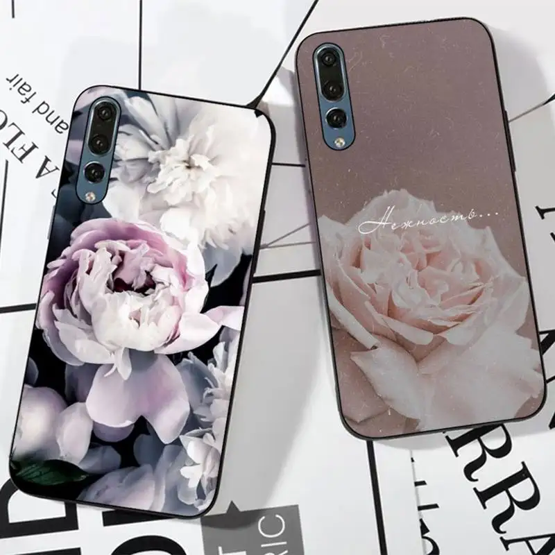 

Peonies beautiful flower Phone Case For Huawei P 8 9 10 20 30 40 50 Pro Lite Psmart Honor 10 lite 70 Mate 20lite