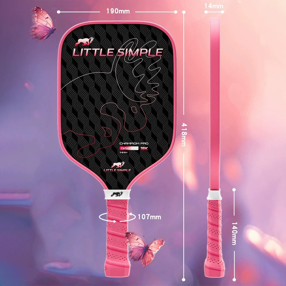 Little Simple 18K Woven Carbon Fiber Pickleball Paddle for Women, 14mm Polypropylene Honeycomb Core Increase Power and Control