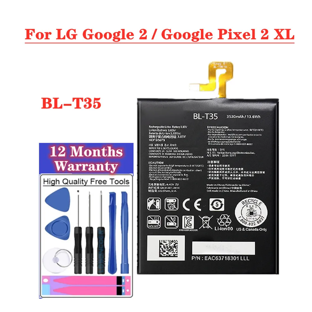 

High Quality 3520mAh BLT35 BL-T35 Phone Battery For LG Google Pixel 2 XL 2XL / Google 2 Google2 Replacement Battery Bateria