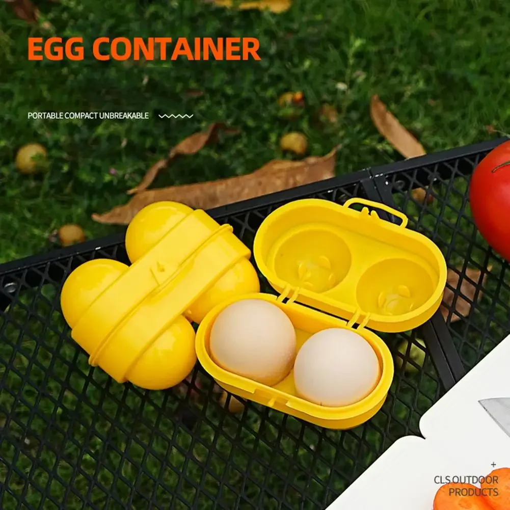 2 Grid Egg Organizer Case Portable Egg Protection Case Plastic Eggs Carrier Box Anti-Crush for Picnic Hiking Travel
