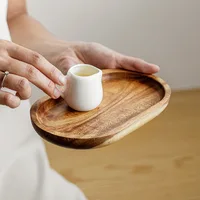 Walnut Wooden Tray Ins Wind Small Wooden Plate Japanese Rectangular Dinner Plate Cake Bread Coffee Tea Solid Wood Plate Tray 2