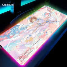Pink Cardcaptor Sakura Animation RGB 900*400 Rubber Gaming Mouse Pad LED Laptop Keyboard Mat Anti-slip Best Choice CSGO Mousepad