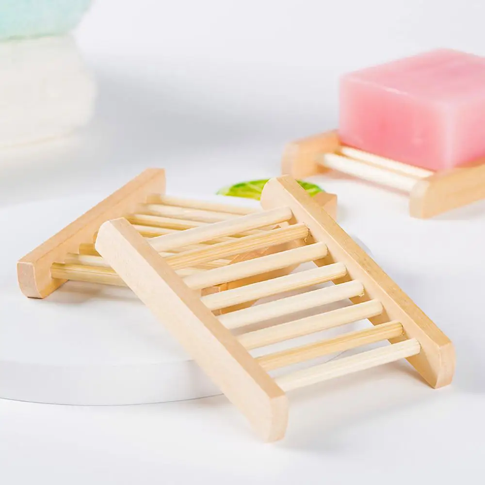 Eco-friendly Natural Bamboo Soap Dishes Bamboo Bath Soap Holder Case Tray Prevent Mildew Drain Soap Box Bathroom Washroom Tools 2