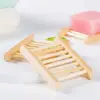 Eco-friendly Natural Bamboo Soap Dishes Bamboo Bath Soap Holder Case Tray Prevent Mildew Drain Soap Box Bathroom Washroom Tools 2