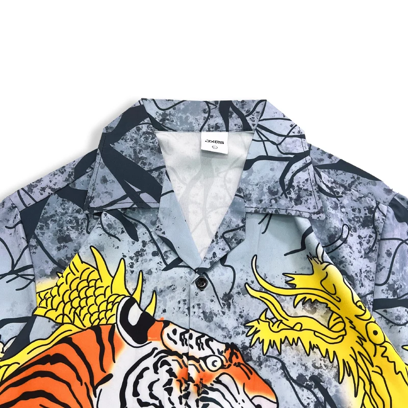 Dark Icon Tiger Full Printing Vintage Men's Shirt Short Sleeve Thin Material Holiday Beach Hawaiian Shirts 3