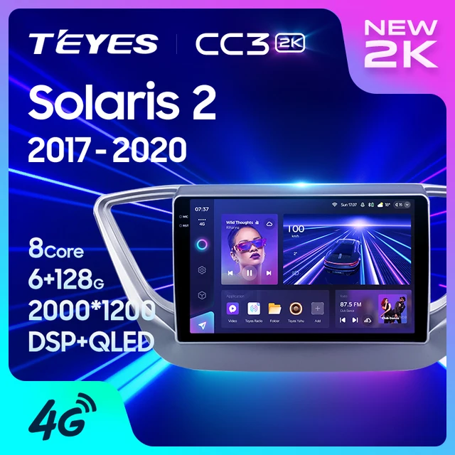 TEYES Тиайс CC3L CC3 2K Штатная магнитола For Хендай Солярис 2 For Hyundai Solaris 2 2017 - 2020 до 8-ЯДЕР, до 6 + 128ГБ 27EQ + DSP автомагнитола 2 DIN DVD GPS android 10 мультимедиа автомобиля головное устройство 1