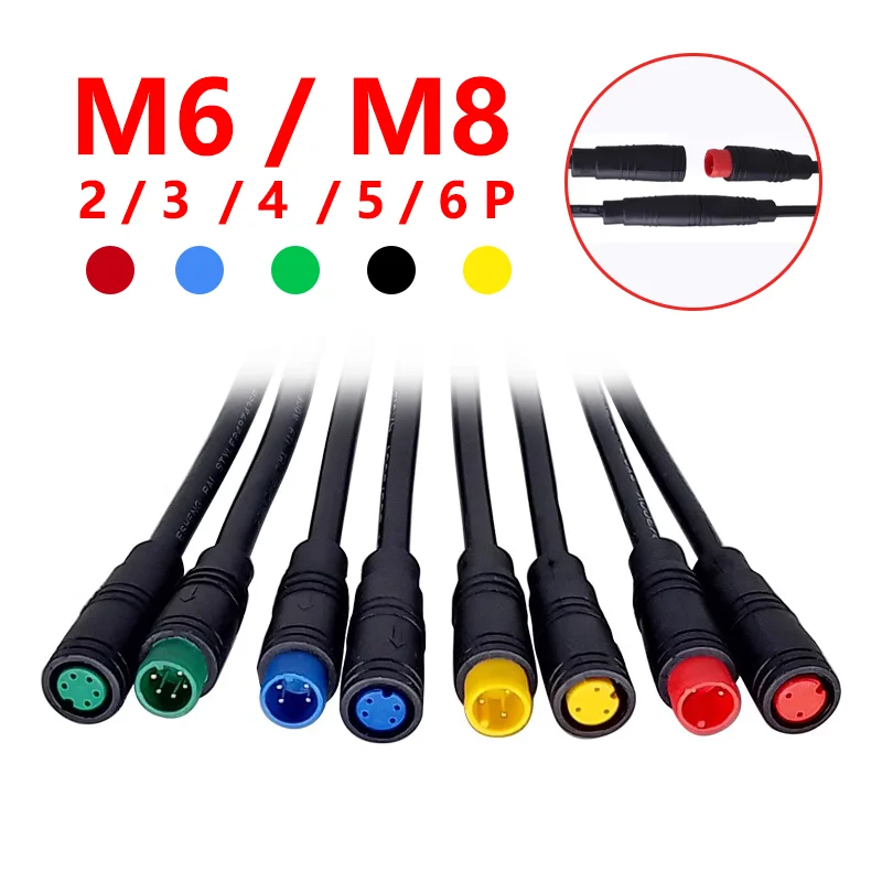 M6/M8 2 3 4 5 6Pin Julet Electric Bicycle Joint Plug female male Connector Wiring Scooter Cable Signal Sensor waterproof 5/20SET
