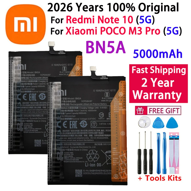 Batería BN5A Para Xiaomi Redmi Note 10 5G / Poco M3 Pro / Redmi 10 De 5000mah Original Nuevo