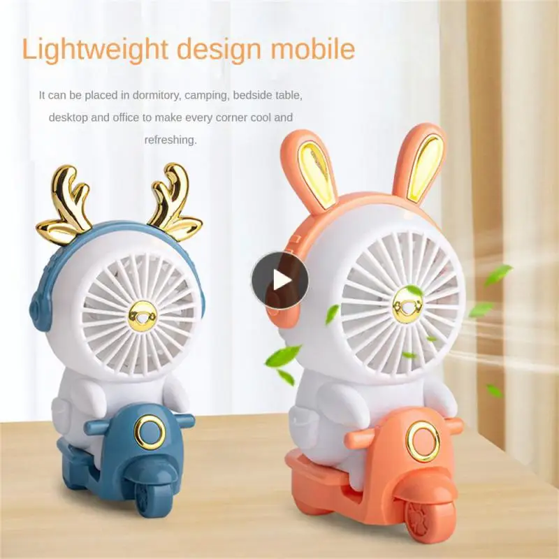 

Motorcycle Mini Fan Fun USB Rechargeable Quiet Large Wind Portable Toggle Switch Plastic Cartoon Fans With Night Light Gift