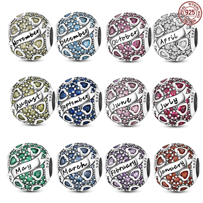 

2023 New 925 Sterling Silver Zodiac Stone Beads Charming Moon Beads fit Original Pandora Bracelets DIY Jewelry Gifts