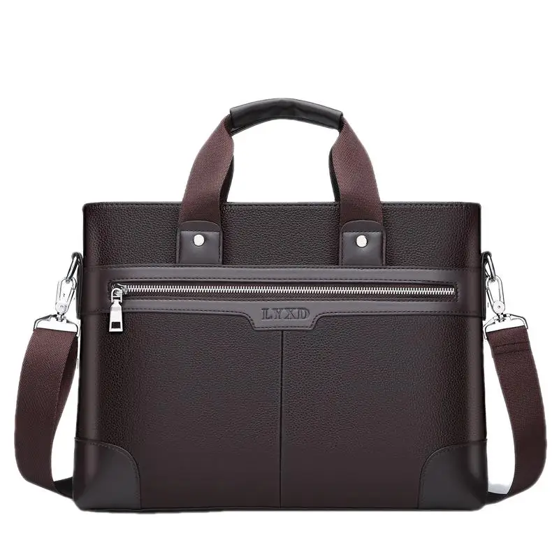 Портфель мужской кожаный деловой, модная офисная сумка-мессенджер на плечо для ноутбука 14 дюймов