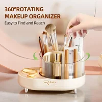 Makeup Brush Holder,360°Rotating Makeup Brushes Organizer,Clear Cosmetic Brushes Holder Storage for Vanity Desktop Bathroom 1