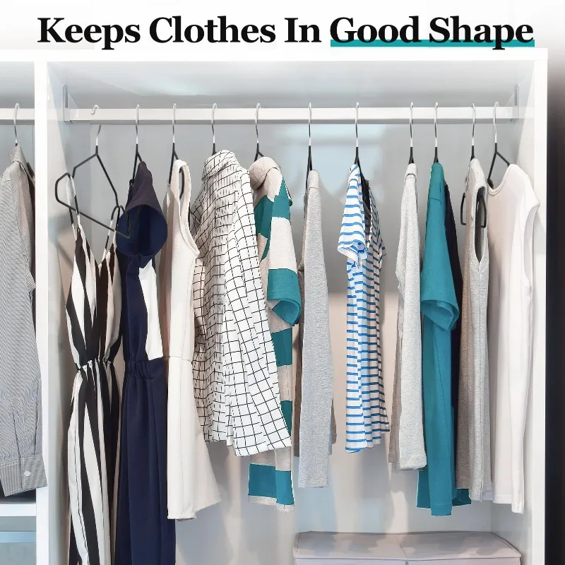 10pcs Metal Clothes Hangers Traceless No-Slip Durable Strong Space Saver for Bedroom Organization